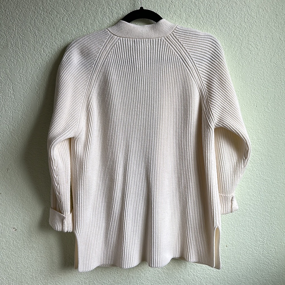 Classic Cream Button-Up Ribbed Cardigan - Picture 4 of 5